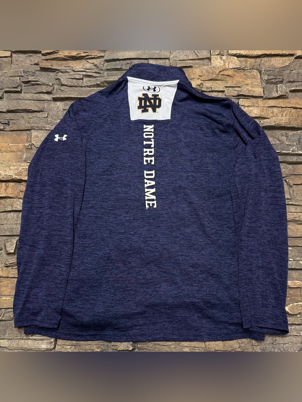 Notre Dame 1/4 Zip Pullover Sweatshirt Mens XL Under Armour Blue College Irish